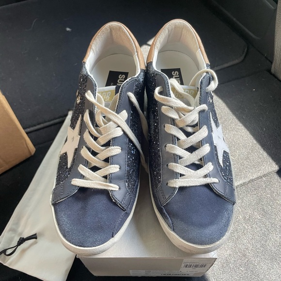 NEW navy glitter golden goose sneakers - Picture 2 of 5